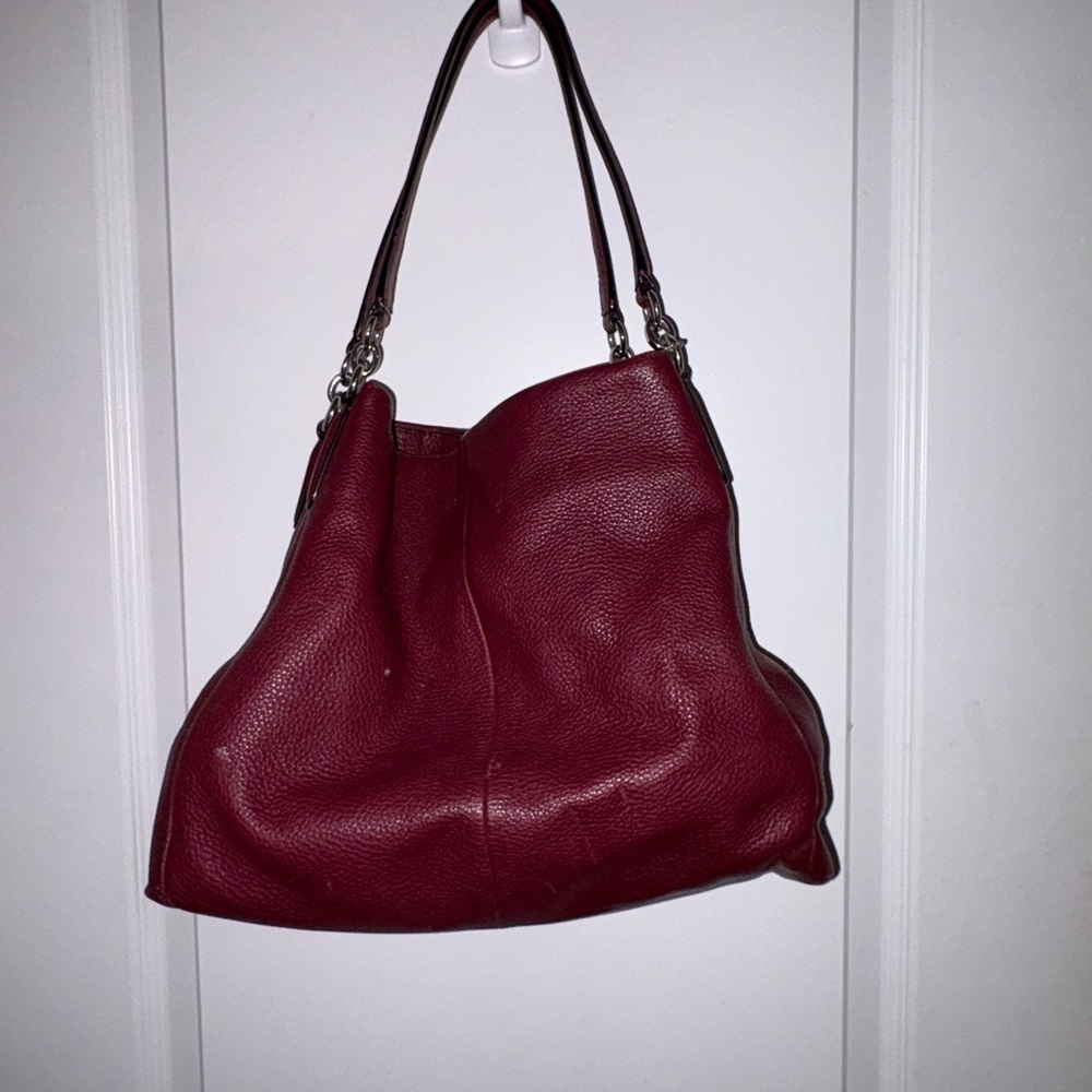 Vintage Coach Authentic Deep Red Leather Shoulder Bag